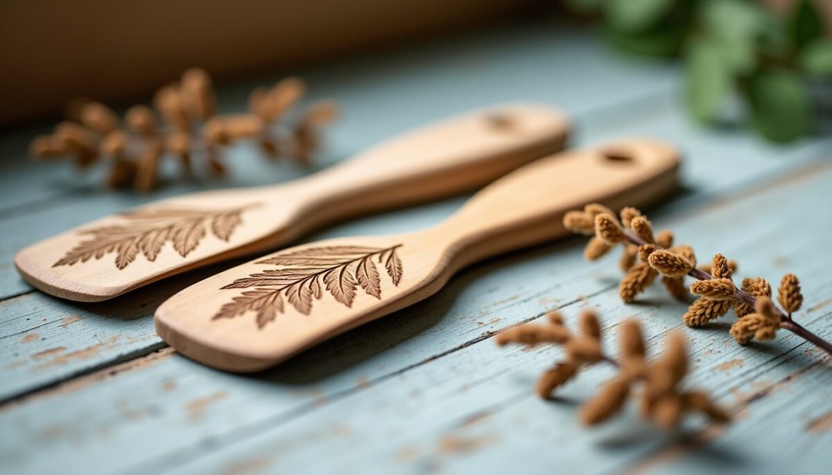 Motifs de fougère sur spatules en bois : guide créatif, étapes et finitions durables